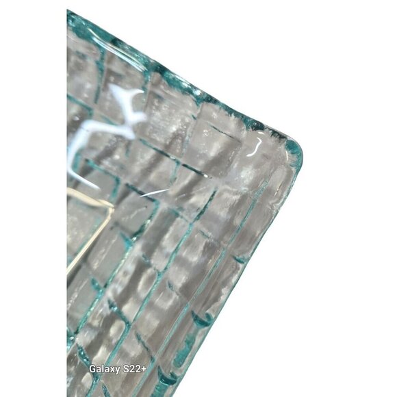 Mid Century Modern Art Glass Tray Grid Pattern Decor for Coffee Table Accent Tra - Picture 5 of 8